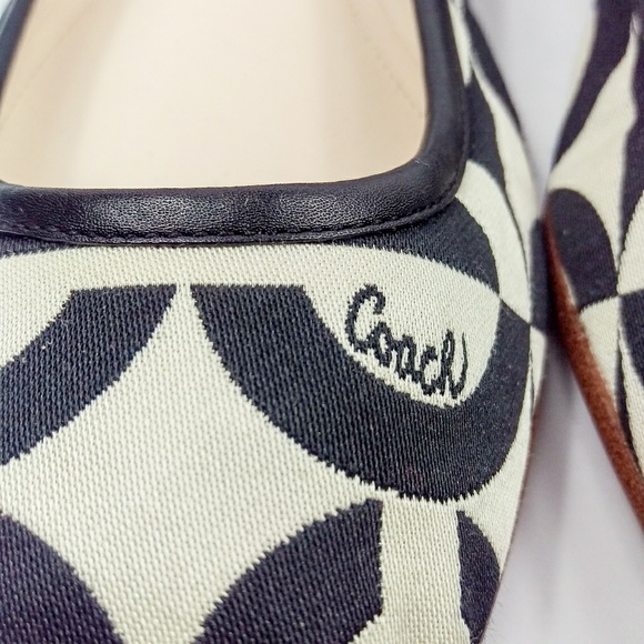 {Coach} NWOB Portia Cream & Black Ballerina Flats - Picture 3 of 8